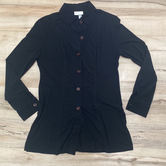 Saks Fifth Avenue Gottex Black Button Front Long Sleeve Size M. - Picture 8 of 11